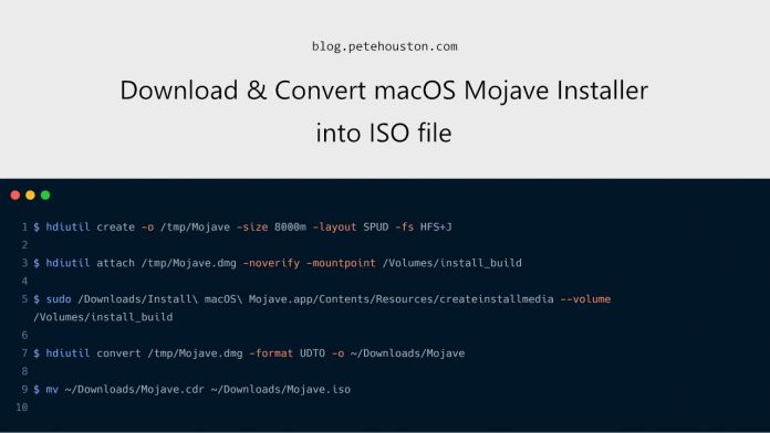 Download and convert MacOS Mojave installer into ISO file