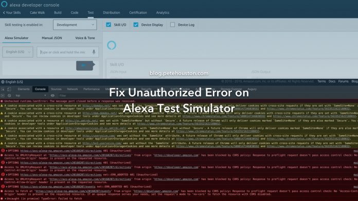 Fix Unauthorized Error on Alexa Test Simulator