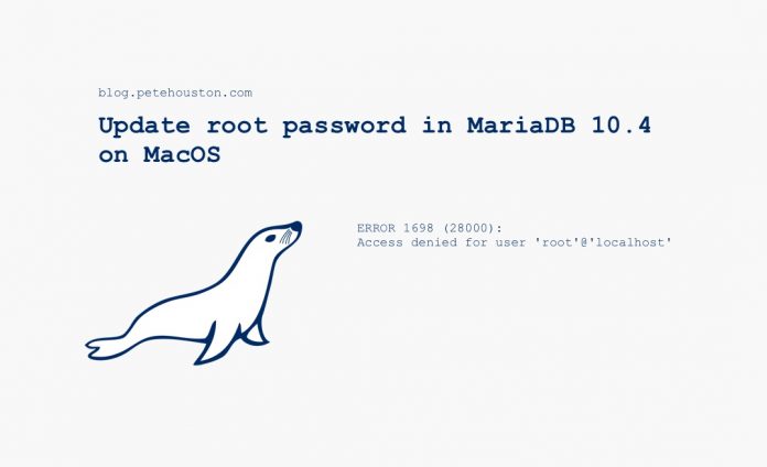 Update root password in MariaDB 10.4 on MacOS