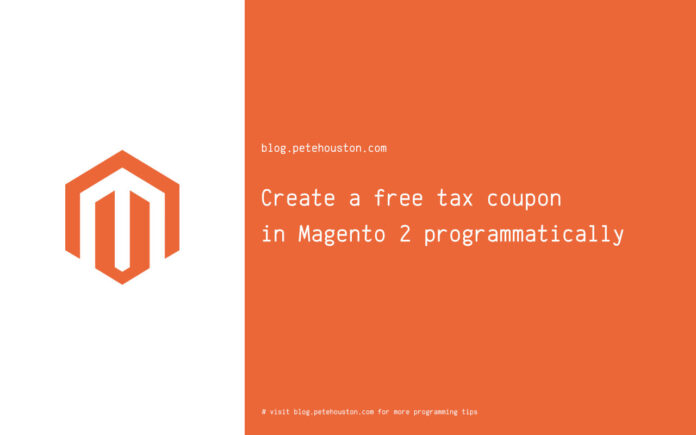 Create a free tax coupon in Magento 2 programmatically