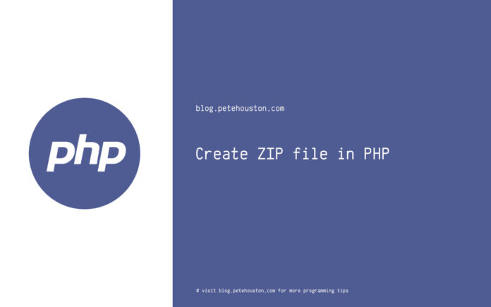 Create zip file in PHP